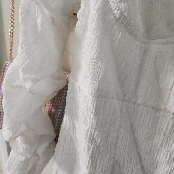 White Ruffled Mini Dress - Picture 8 of 8